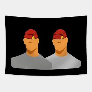 Madeira Island male couple no face illustration using the traditional folklore hat Tapestry