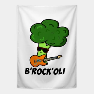 B-ROCK-oli Cute Funny Brocolli Veggie Pun Tapestry