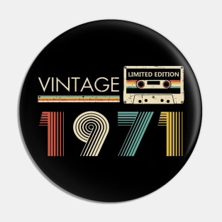 52nd Birthday Vintage 1971 Limited Edition Cassette Tape Pin