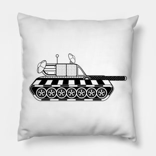 Black and White Patterned Cartoon Tank (Variant 1) Pillow