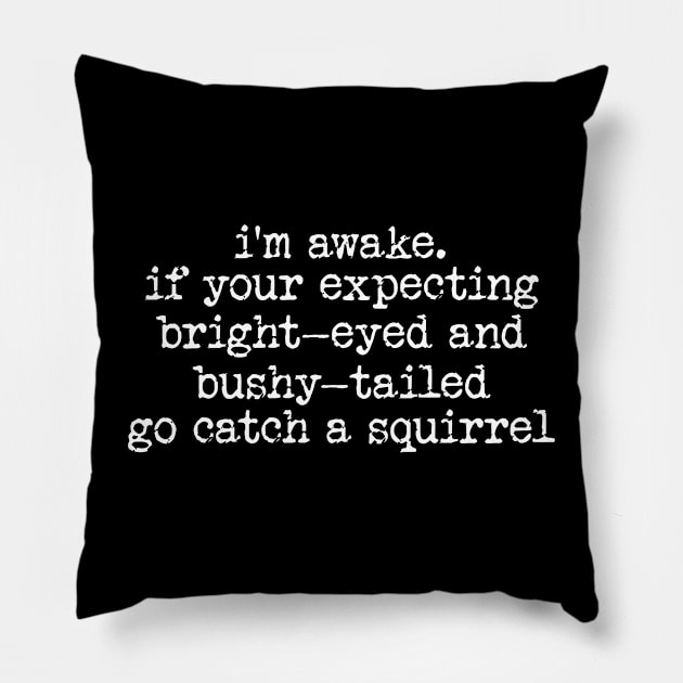 im awake if your expecting bright eyed and bushy tailed go catch a squirrel Pillow by ILOVEY2K