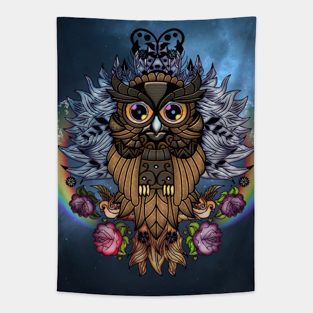 Awesome steampunk owl Tapestry by Nicky2342