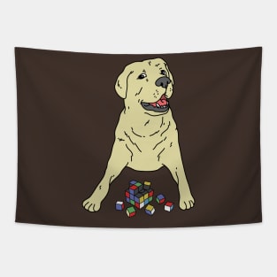 Labrador Playing Rubik's Cube Tapestry