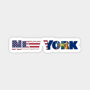 New York State Flag/America Flag Logo Magnet