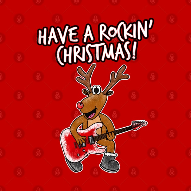 Have A Rockin' Christmas Reindeer Playing Guitar by doodlerob