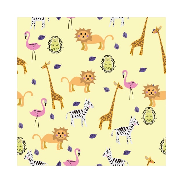Cute African Animal Vector Pattern Seamless by MichelMM