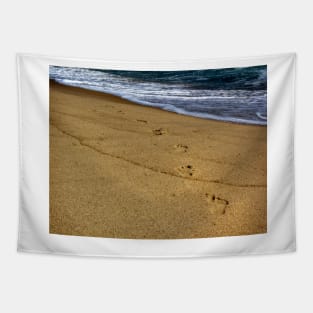 Foot Steps On The Beach Tapestry