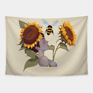 Bee on a sunflower Tapestry