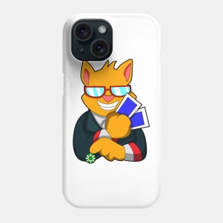 Cat at Poker with Cards & Poker chip Phone Case