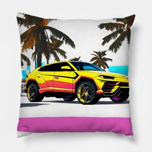 Lamborghini Urus in Retro Vice City Style Pillow