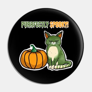 Purrfectly Spooky! Halloween cat and pumpkin Pin