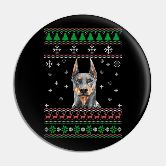 Doberman Ugly Christmas Sweater Funny Dog Lover Owner Gifts Pin by nzbworld