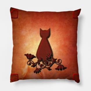 The cat with decorative flowers Pillow