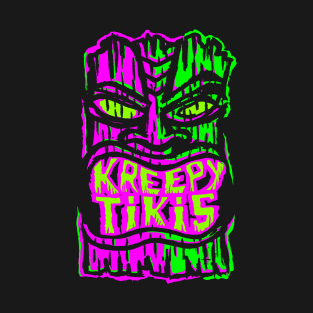 Kreepy Tiki Logo Pink and Green T-Shirt