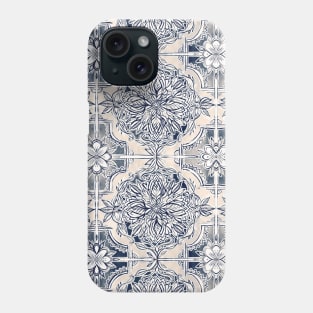 Brush and Ink Watercolor Pattern in Indigo and Cream Phone Case