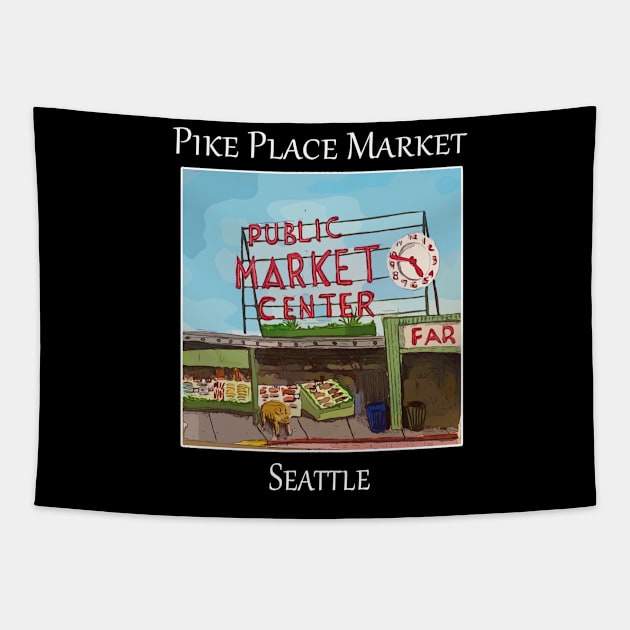 Pike Place Market Seattle Tapestry by WelshDesigns