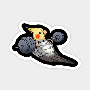 Fit Feathered Friend: Strong Cockatiel Pumping Iron Magnet