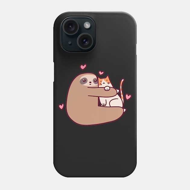 Sloth Loves Cat Phone Case by Vanzan