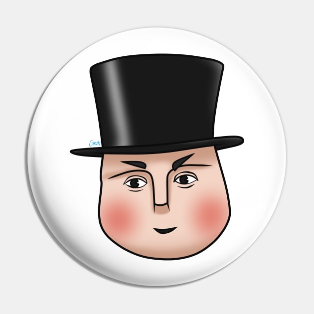 The Fat Controller - happy face Pin by corzamoon
