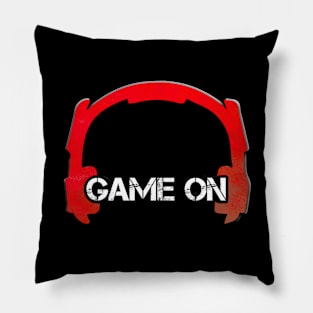 Game Headphones Christmas Red Pillow