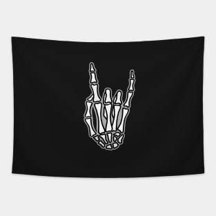 Skeleton hand with rock and roll sign Tapestry