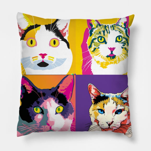 Japanese Bobtail Pop Art - Cat Lover Gift Pillow by PawPopArt