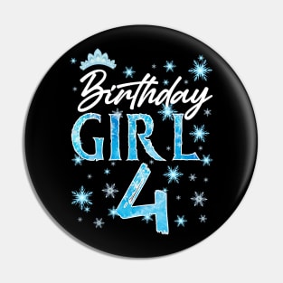 Winter Onederland 4th Birthday Girl Snowflake B-day Gift For Girls Kids Toddlers Pin