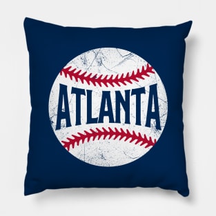 Atlanta Retro Baseball - Navy Pillow