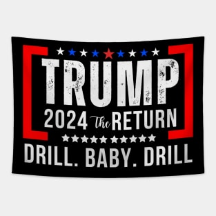 Trump 2024 Drill Baby Drill US Flag Republican 4th Of July Tapestry