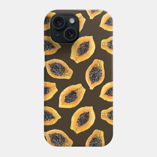 Papaya slices on dark brown Phone Case