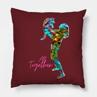 All Together (woman lifting doggie) Pillow