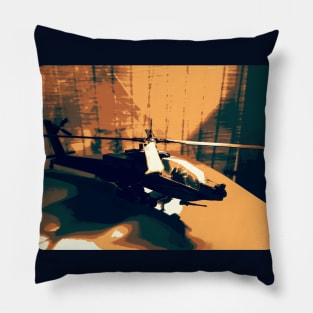 Apache Helicopter Vintage Style Poster Pillow