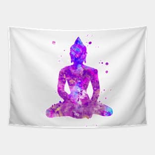 Buddha Watercolor Painting Purple Tapestry