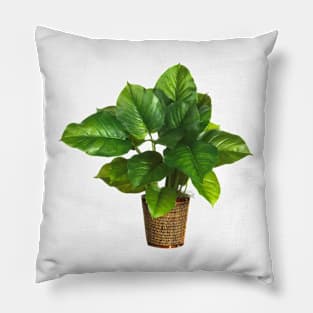 Nature's Serenity: Green Plant in a Pot Pillow