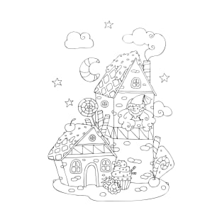 Fairytale castle. Funny princess in the tower.T-shirt for coloring T-Shirt