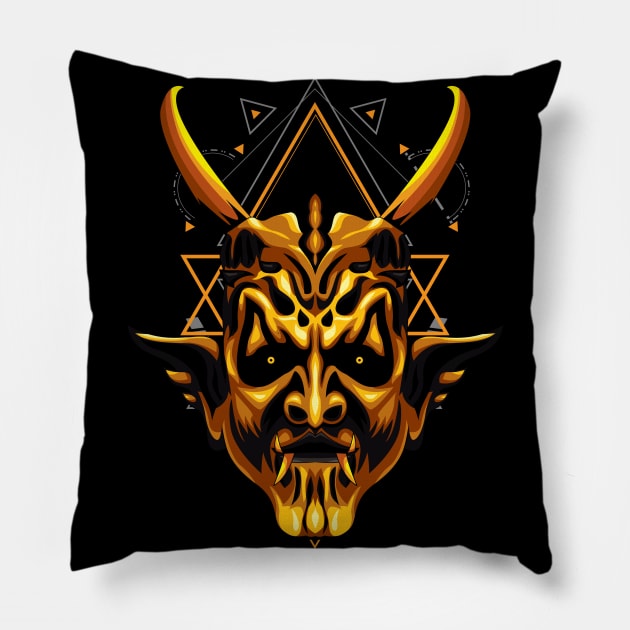 devil mask head Pillow by SHINIGAMII