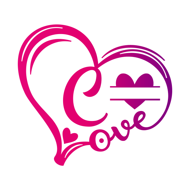 letter c monogram in the shape of love by Candy Store