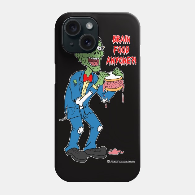 Nerd Zombie Eating Brain Sandwich Phone Case by AceToons