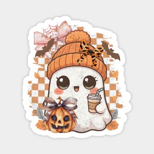 Coquette Kawaii Ghost Pumpkin Spice Design Magnet