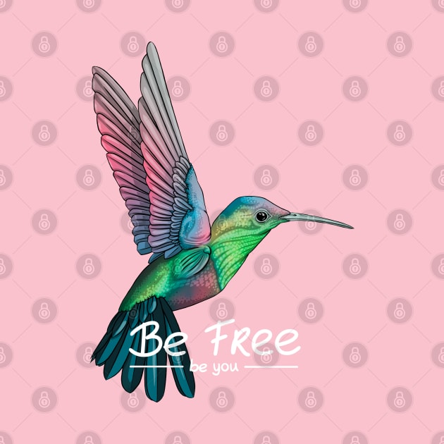 Be Free hummingbird design by Mei.illustration