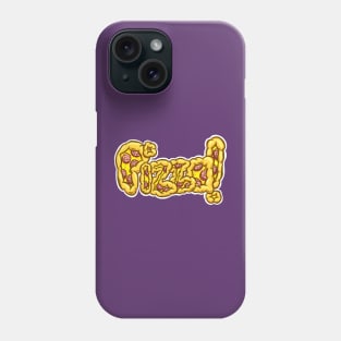 PIZZA! Pepperoni Slice Thick Base Pizza Lettering Font Cartoon Illustration Phone Case