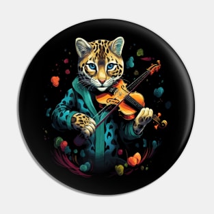 Ocelot Playing Violin Pin