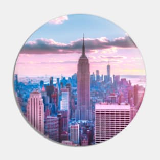 New York City Skyline - Pink and Blue Pin