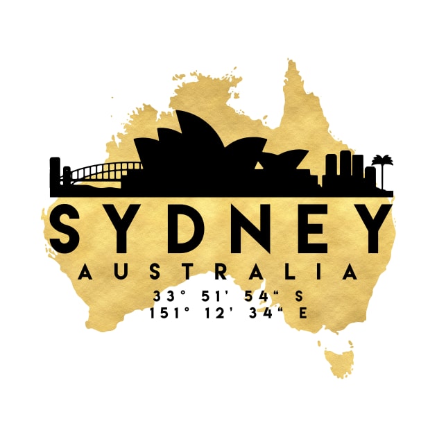 Sydney Australia Skyline Map Art by deificusArt