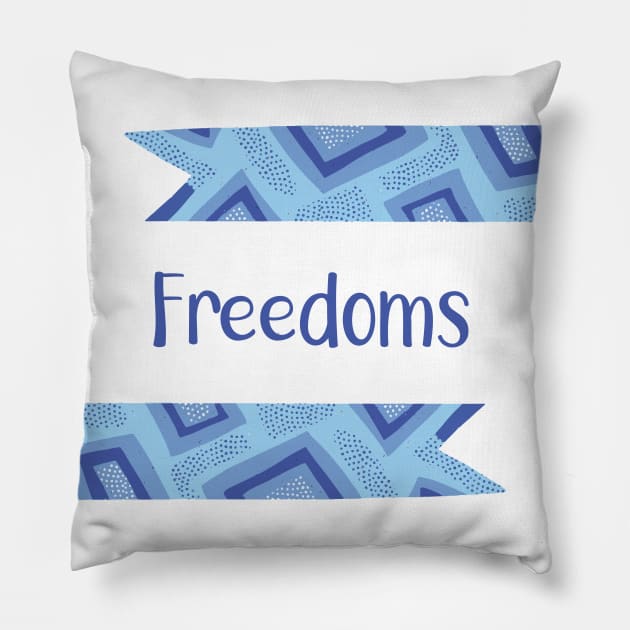 Freedom - Blue Ribbons Design GC-108-02 Pillow by GraphicCharms