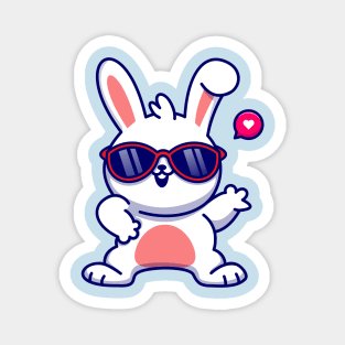 Cute Rabbit Dance Wearing Glasses Cartoon Magnet