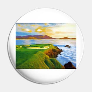 Beautiful acrylic on canvas of the 7th hole at Pebble Beach Pin