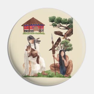 Native American Couple Pin