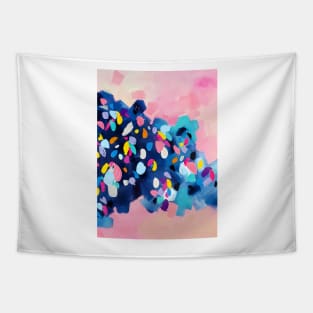 Modern Pink Abstract Painting, Colorful Contemporary Painting Tapestry