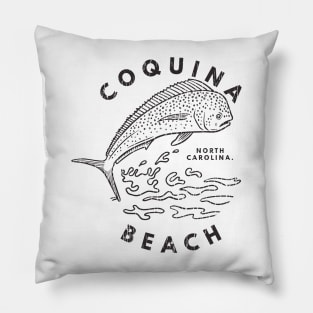 Coquina Beach, NC Summertime Vacationing Mahi Mahi Big Head Fish Pillow